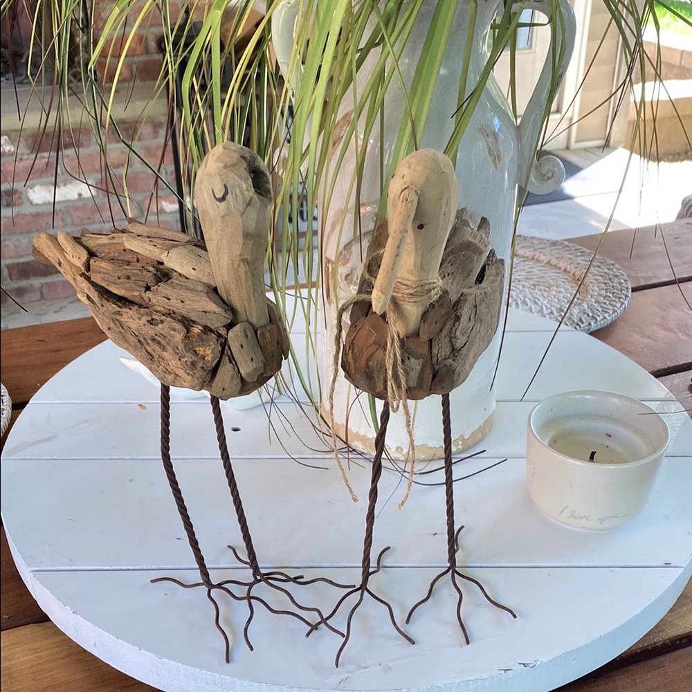 Rustic Driftwood Bird Sculptures
